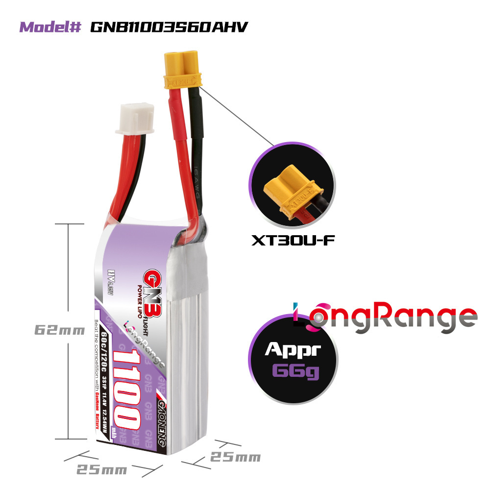 GNB 1100mAh 2S 3S 4S 6S 60C/12 - Drone Battery Lipo recensie en prijs